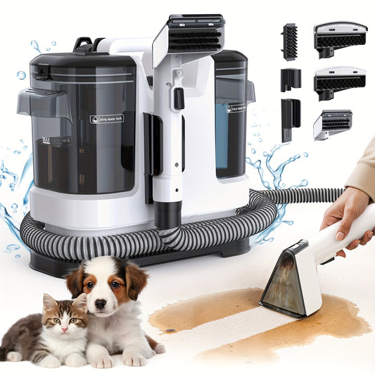 NEW Set Portable Instant Heated Function Washing Vacuum Cleaner, Upholstery Spot Cleaner, 20Kpa Multifunctional Handheld Vacuum Cleaner, High Power Carpet Cleaner Machine, Stain Removal, Fabric Washing, for Pets, Stairs, Car