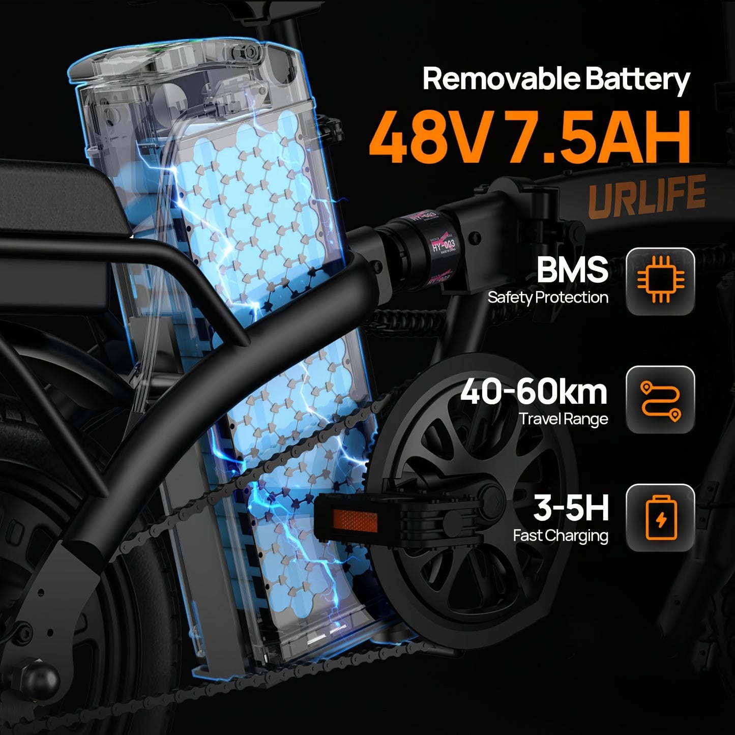 F1L Foldable Electric Bike 35.56cm Compact Portable E-Bike With 48V 7.5Ah Battery (40 Km Range), 250W Motor, 3 Riding Modes Ultra-Lightweight Space-Saving Design Perfect For Commuting, Travel Car Trunk Storage