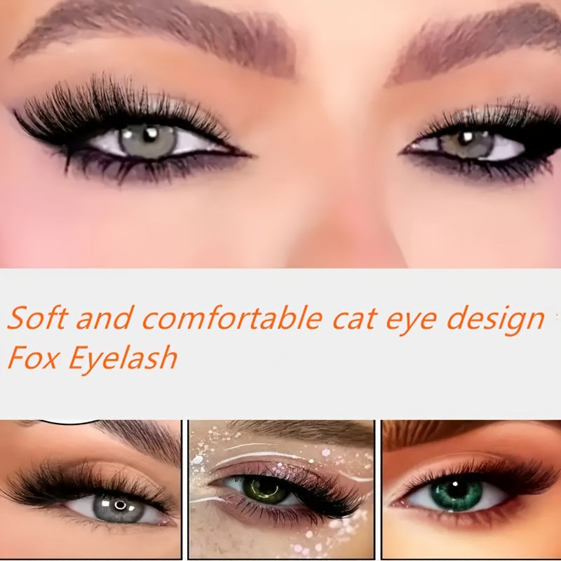 15 Pairs/3 Boxes of Cat-Eye False Eyelashes, Featuring Natural, Thick, And Dramatic Lashes. Made from 3D Synthetic Mink Material for Comfort, Reusable, with an Elongated Design at The Outer Corners for a Fox-Eye Effect