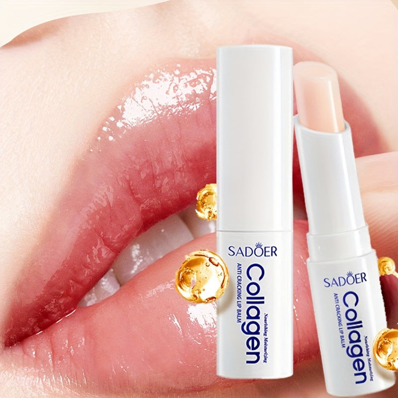 5 PCS Set Korean Collagen Lip Balm - Moisturizing & Nourishing Lip Care, Hypoallergenic, Glossy Finish, Perfect for Spring, Autumn, Winter, Ideal Gift, All Skin Types, Lip Care Essentials | Glossy Finish Lip Balm | Gentle Tex