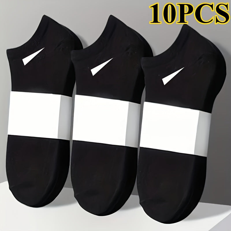 10 PCS/5 Pairs Set Women's Casual Plain Socks, Breathable And Comfortable Sweatproof And Odor Proof Low Top Ankle Socks, Four Seasons Women's Socks, Simple Design, Comfortable Experience, Casual Socks Make It Easy for You to