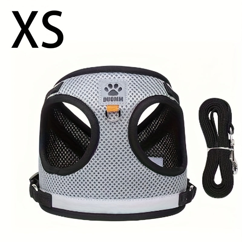 XS/S/M Size Cat and Dog Leash Set, Vest-Style Pet Harness with Anti-Escape Leash, Suitable for Cats and Dogs, Breathable Mesh Leash, Anti-Breakaway