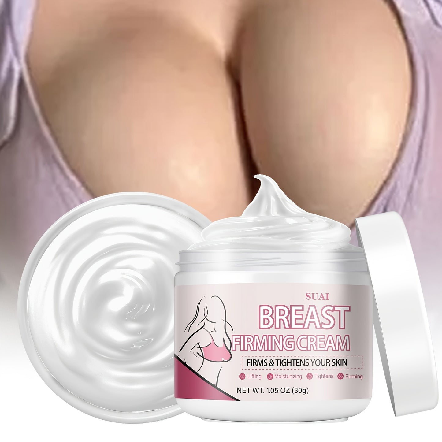Breast Firming Cream Moisturizes Tightens Skin, Smoothes Skin with Jojoba Oil, Honey, Caffeine, Shea Butter, and Vitamin E for Saggy Breast Moisturizing, Skin Looks Visibly Younger, Full Of Femininity, Powerful Formula for Al