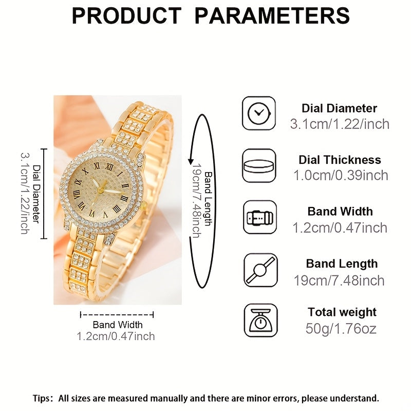 3 Colors 6PCS Set New Ladies' Gorgeous And Fashionable Silvery Quartz Watch +new Silvery Jewelry Set Valentine's Day, Easter, Ramadan, Wedding, Birthday Party, Christmas Horror, Halloween, Give Friends Gifts Eid Al Adha