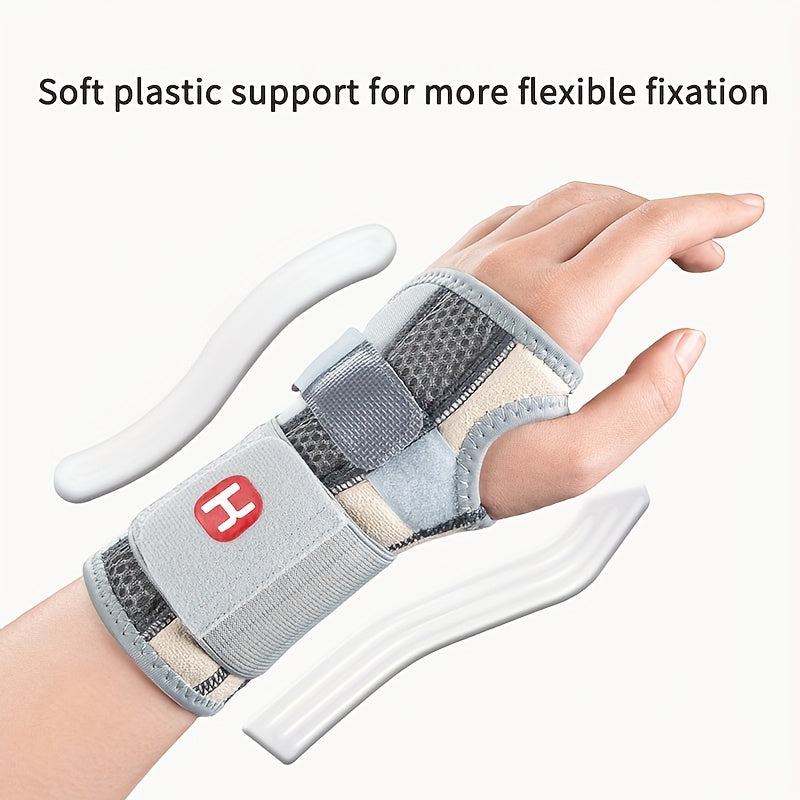 Adjustable Strap Wrist Brace Double Support Bars with Compression, Wrist Stabilizer for Joint Support Pain Relief Perfect for Gym Cycling Running Sport Activities Accessories Health Care Supplies