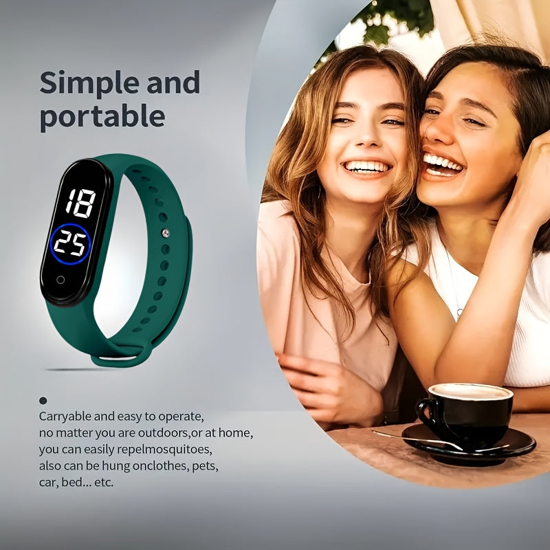 4 PCS Set Household Insect Proof Electronic Watch, Women's Insect Bite Proof Watch, Outdoor Women Men's Mosquito Interference Watch, Summer Mosquito Proof Comfortable to Wear, Non-Toxic and Odorless