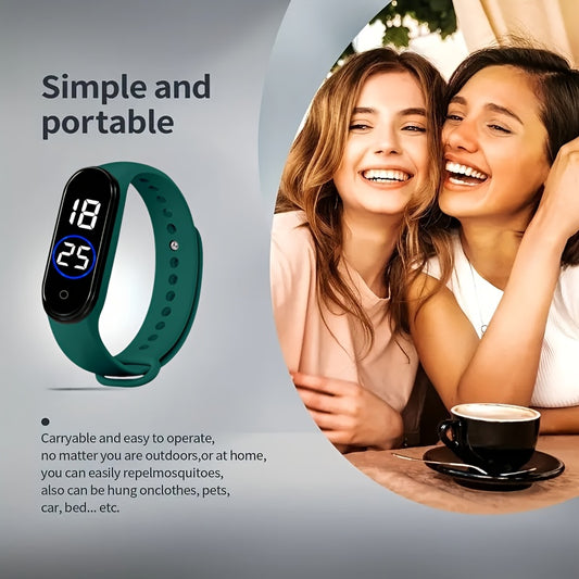 4 PCS Set Household Insect Proof Electronic Watch, Women's Insect Bite Proof Watch, Outdoor Women Men's Mosquito Interference Watch, Summer Mosquito Proof Comfortable to Wear, Non-Toxic and Odorless