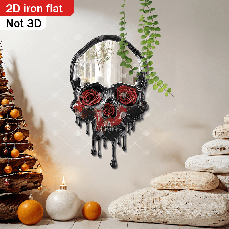 Gothic Wall Mirror with Irregular Horizontal Hanging - Black Metal Frame Retro/medieval style Mirror Suitable for Living Room, Bedroom, Bathroom - Wood Compatible Horizontal Hanging Decor Creative Holiday Gift (Gothic Style)