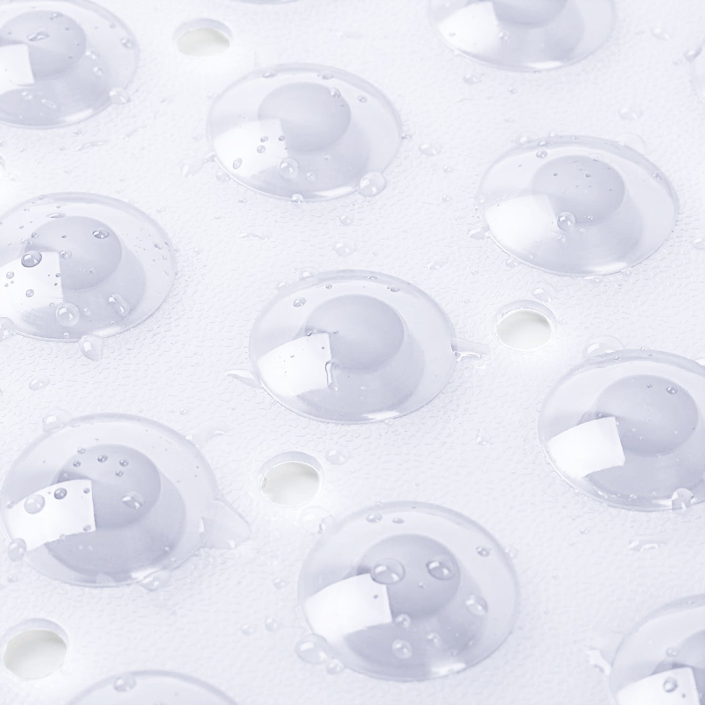 Large Shower Mat – Light Blue/Crystal/White Color Non-Slip, Strong Suction Cups & Drain Holes, Quick-Dry, Machine Washable, Durable & Comfortable for Bathtub and Bathroom Floor Use