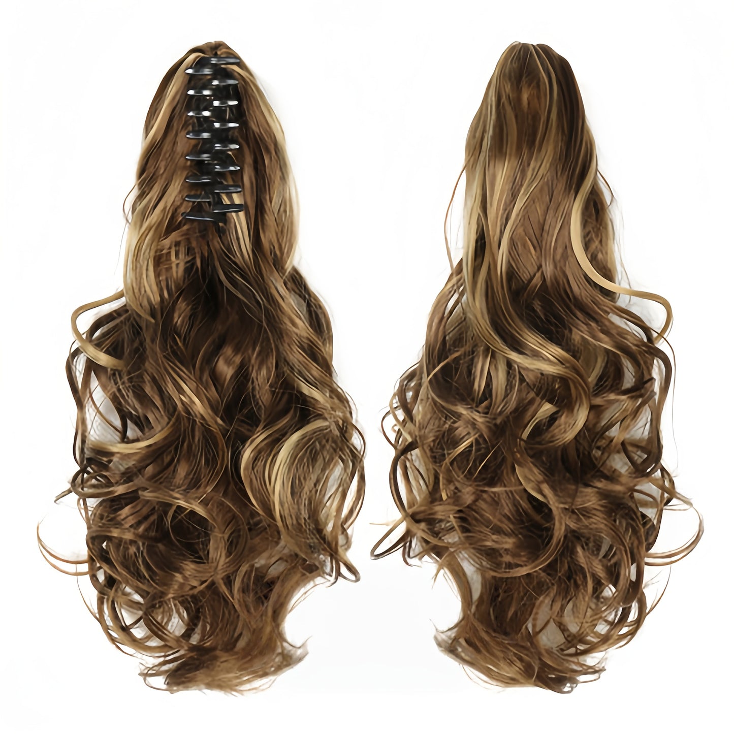 Elegant Light Brown Voluminous Wavy Ponytail Wig for Women, Thick Heat-Resistant Synthetic Curls with Deep Wave Texture, Perfect for All Ethnicities and Genders, Versatile Hair Accessory, Elegant Hairpiece, Look Wig, Heatresi