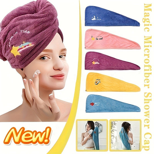 Magic Microfiber Hair Drying Towel - Quick-Dry Super Absorbent Shower Cap & Turban, Soft Polyester Bath Hat with Button Closure, Multi-Color Options Women Hair Care Accessories