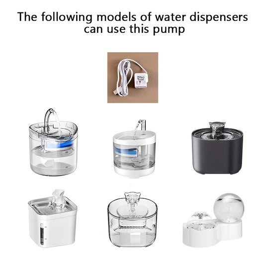 USB-Powered Cat Drinking Fountain Pump - 36V Low Voltage Pet Water Dispenser Accessory with Flow Control Valve, Compact Design for Automatic Pet Hydration, Cat Water Fountain Pump, Smart Pet Accessory, Transparent Tubing