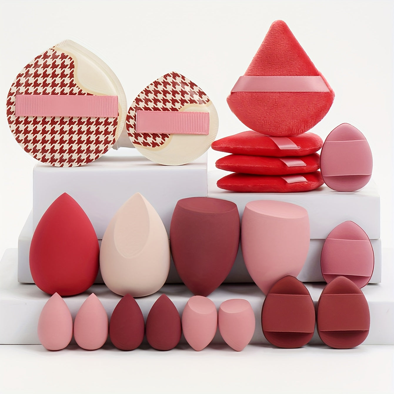 20 PCS Set Marshmallow Set, 2 Cushion Puffs & 4 Loose Powder Puffs & 4 Makeup Sponges & 6 Makeup Sponges & 4 Cushion Puffs, Beauty Makeup Sponge Mixed with Bb Cream, Foundation, Concealer, Especially Suitable for Covering Loc