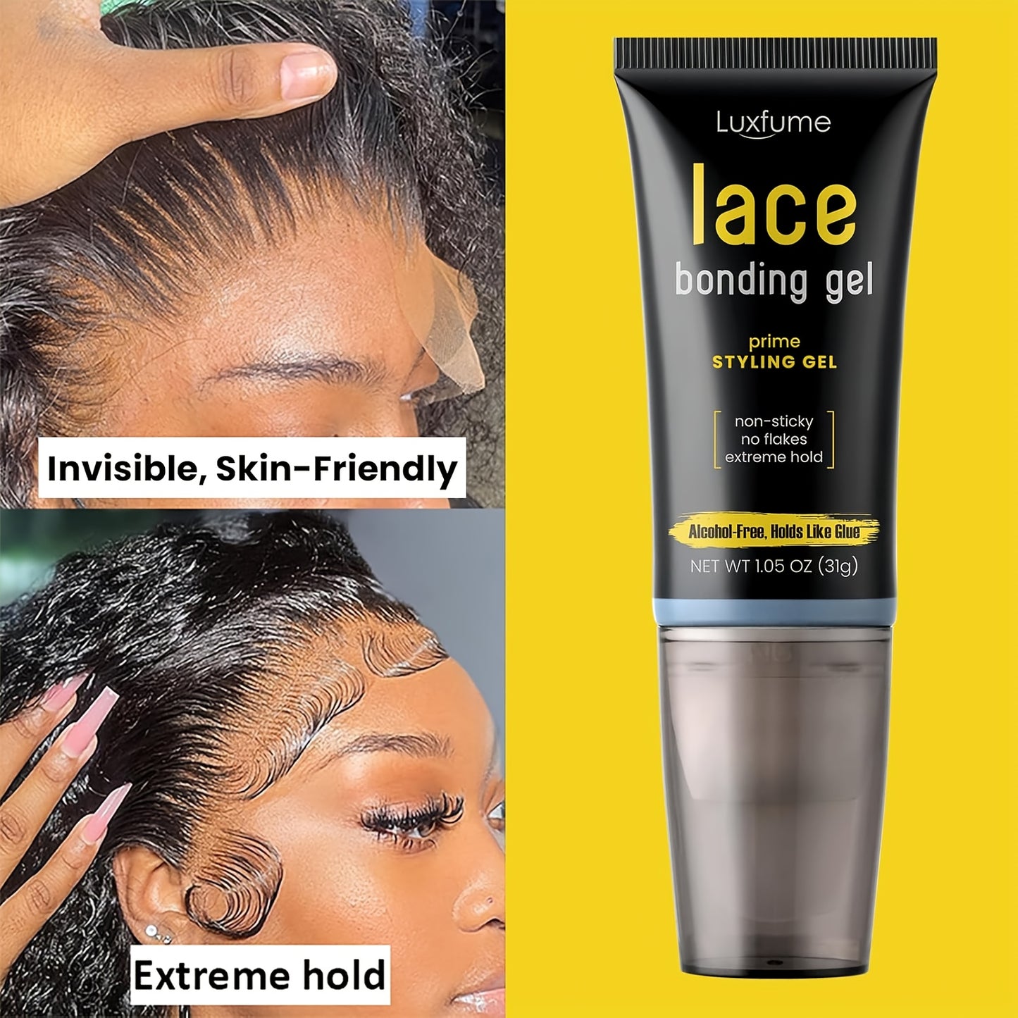 3pcs Bonding Gel for Wigs & Hair Extensions - Gentle Scalp-Friendly, Strong Hold Styling Gel with Aloe Vera & Argan Oil, 3, 5oz/100ml, Unisex for Men & Women, Protects Hair from Damage, Easy Application, No Residue, Hair Styl