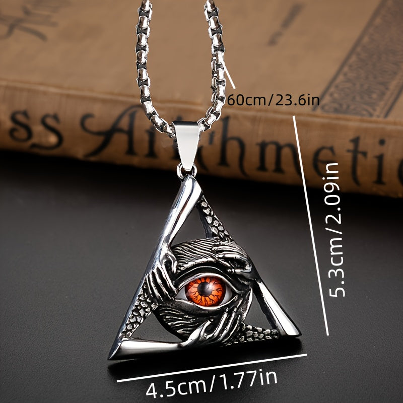 Illuminati Vintage Religious Style Triangular Eye Freemason Women Men's High Quality Metal Pendant Necklace Classic Gothic Punk  Amulet Mysticism Secret Sociates Products Jewelry Accessories