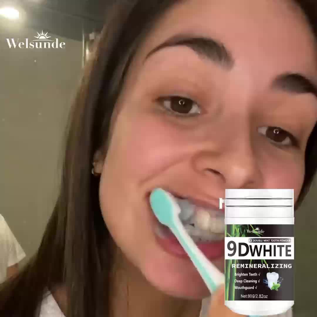 9D White Bamboo Charcoal Mint Tooth Powder | Teeth, Deep Cleaning, Natural, Fresh Breath, Ideal for Oral Health & Gift for Women Men, Breath Freshener, Toothpaste, Daily Life