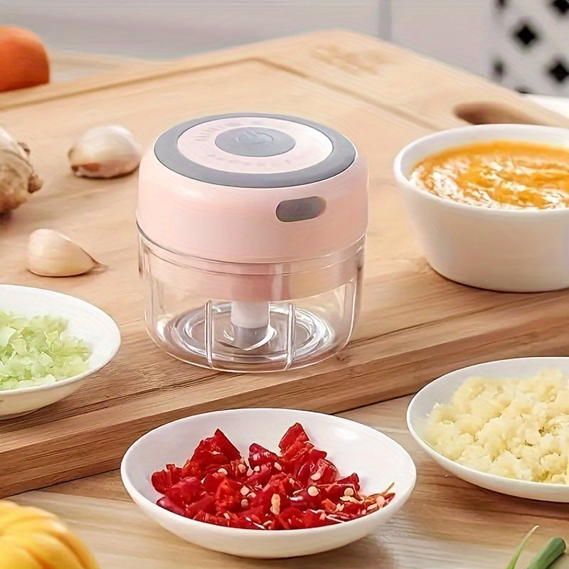 Electric Food Processor, Meat Grinder, Vegetable Chopper, Electric Garlic Chopper, 250ml USB Rechargeable Mini Chopper, Powerful Small Food Processor, Vegetable Mixer, Wireless Food Chopper for Ginger, Chili, Fruits, Meat, E