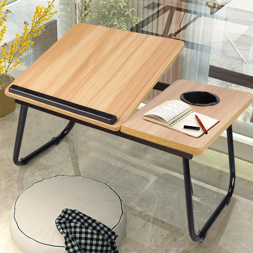 Laptop Desk Laptop Bed Table with Foldable Legs and Cup Slot, Reading Holder Notebook Stand with Adjustable Height Angle, Laptop Bed Tray for Bed Sofa Breakfast Work Study Reading