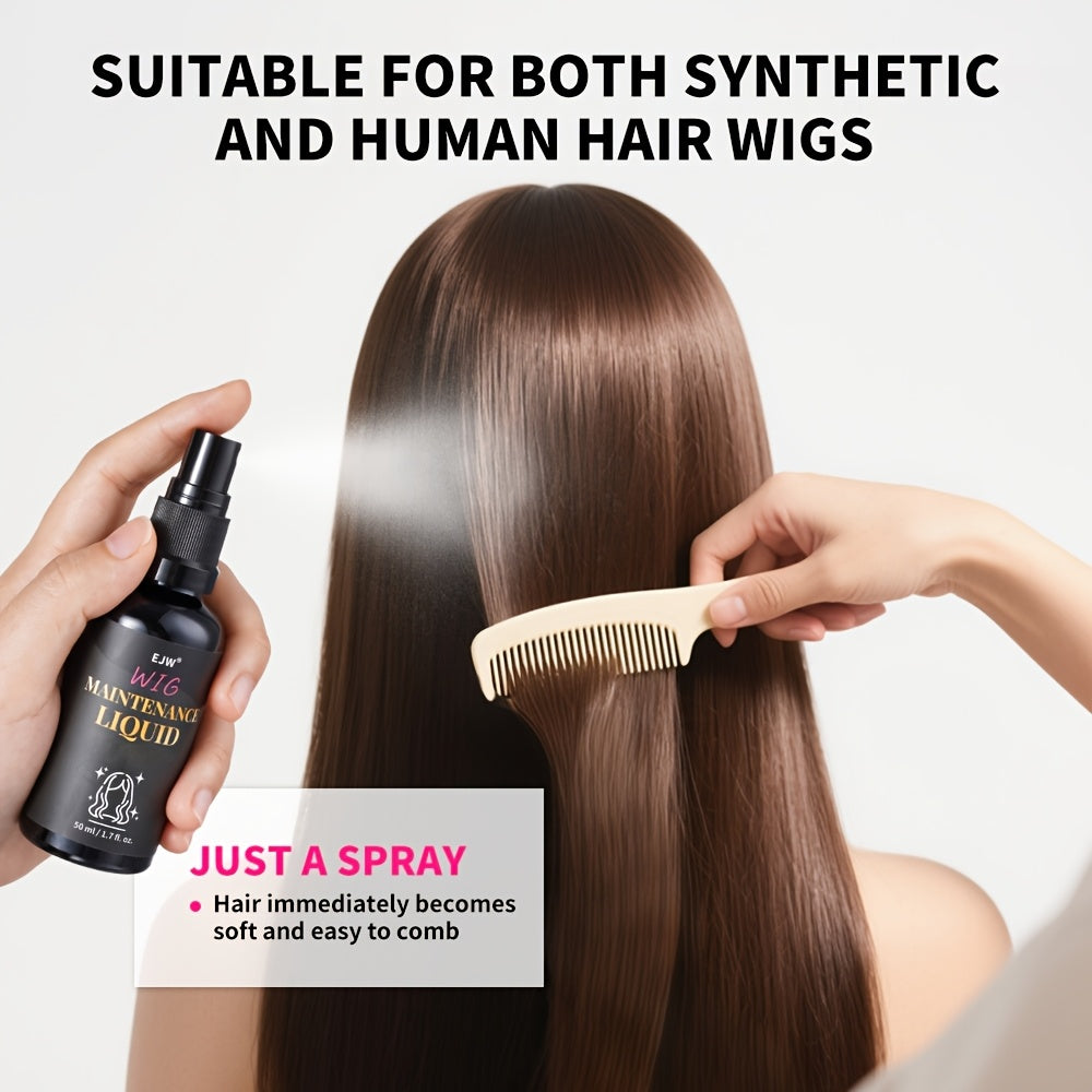 No-Rinse Wig Spray - Volumizing & Detangling Formula with Glycerin & Plant Extracts, Instantly Adds Body, Softens & Tames Knots for Synthetic Hair Wigs, European Hair Care Technology