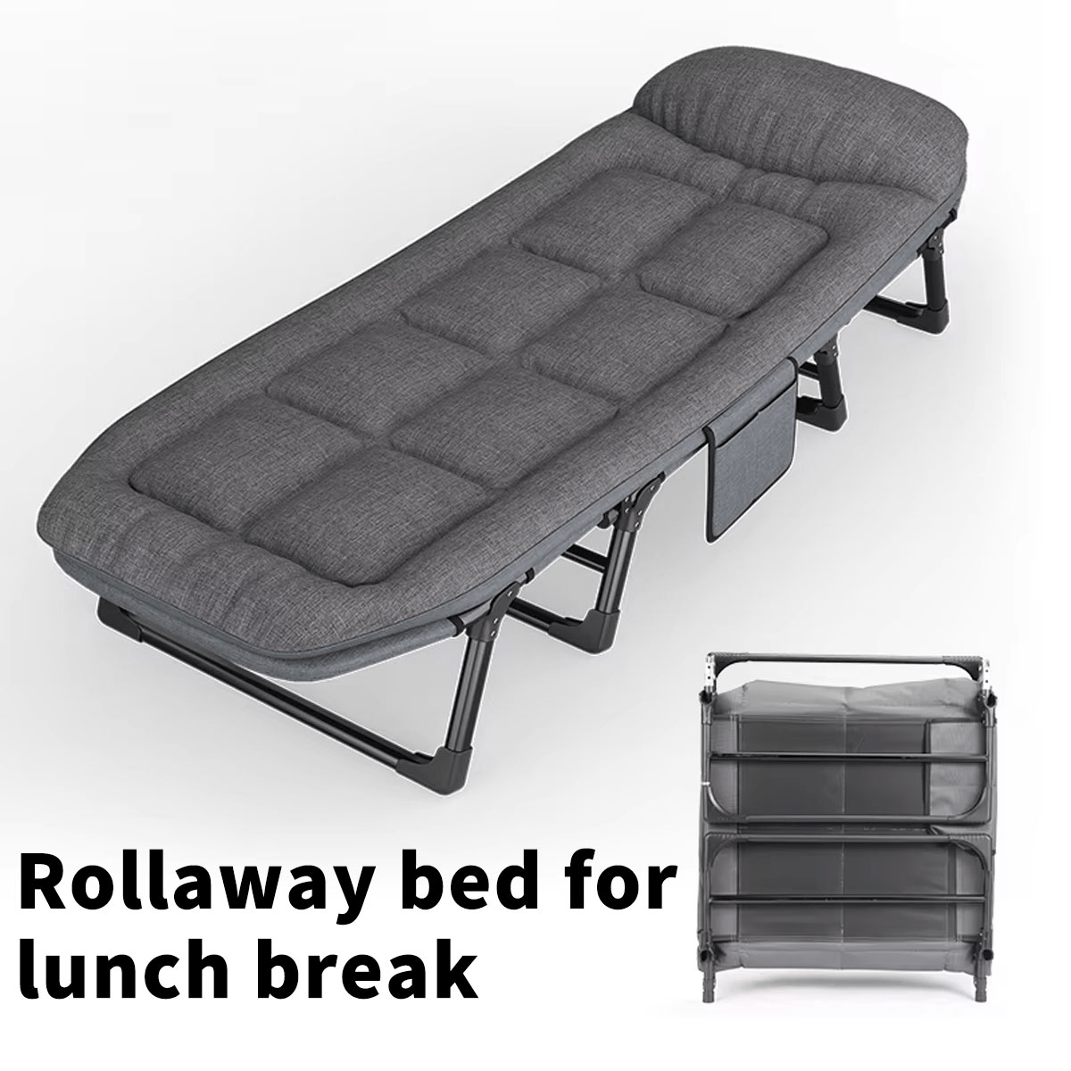 For Beach Camping Cot Large Folding Bed Deck Chair , Lightweight Guest Bed with Adjustable 6 Positions, Comfortable Mattress And Pillows, Breathable Fabric, Portable Durable, Suitable for Outdoor Use