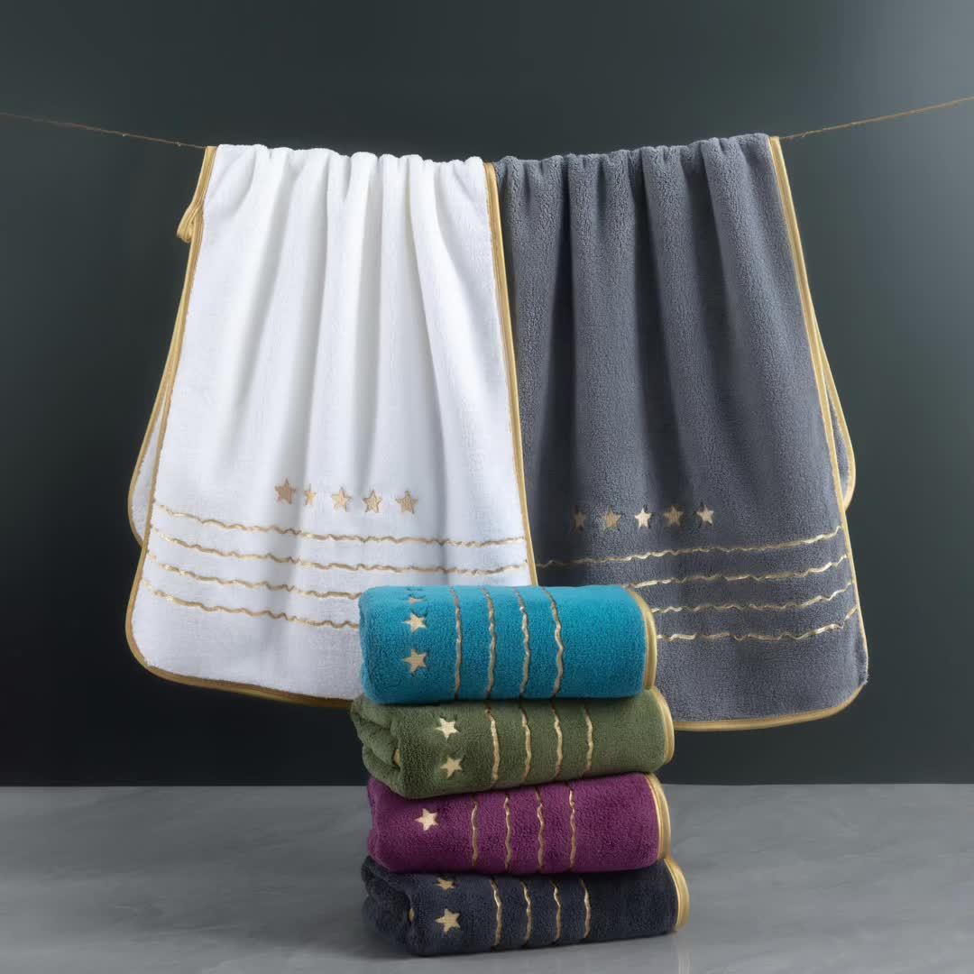 4/6-PCS Set Ultra-Soft Golden Thread Light Luxury Five-Star Embroidered Towel Bath Towel Set, 2 Bath Towels 69.85 X 139.95 cm, 2 Hand Towels 34.04 X 74.93 cm, 2 Washcloths 34.04 X 34.04 cm, Perfect for Home, Hotel, and Spa Us