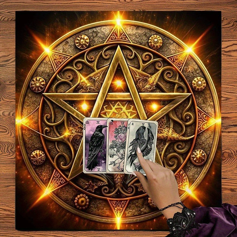 120 x 120cm Adults Mystic Five-Pointed Tarot Tablecloth/Altar Cloth Suitable for Divination, Tarot Readings, Magic & Party Decor - Occult Decorative Covering with Pattern, Fabric for Tarot Games & Events