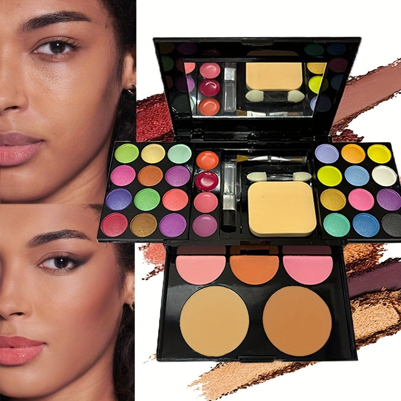 Multifunctional Makeup Palette - 24 Eyeshadows + 3 Blushes + 2 Contour Powders + 4 Lip Glosses + Brush | Compact And Portable Set | Waterproof And Natural End