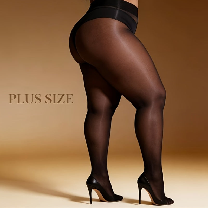 2XL-3XL-4XL UK(20-22-24) Plus Size for Curvy Ladies Shiny Glossy Thigh High Stockings, High Elastic Tights for Big Women, 1pc Opaque Pantyhose Underwear Accessories