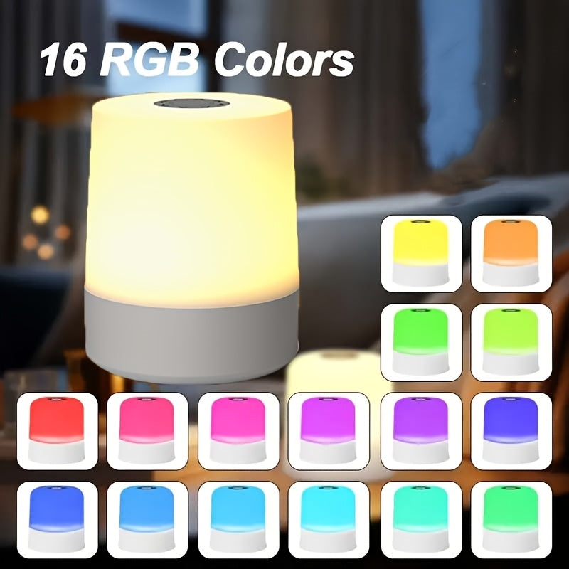 RGB Touch Dimmable Night Light Portable LED Small Night Light Smart Adjustable Brightness Bedside Table Lamp 16 Color Changing Lights - Color Changing Lamp with Adjustable Reading Light, Suitable for Bedroom, Bathroom, Living