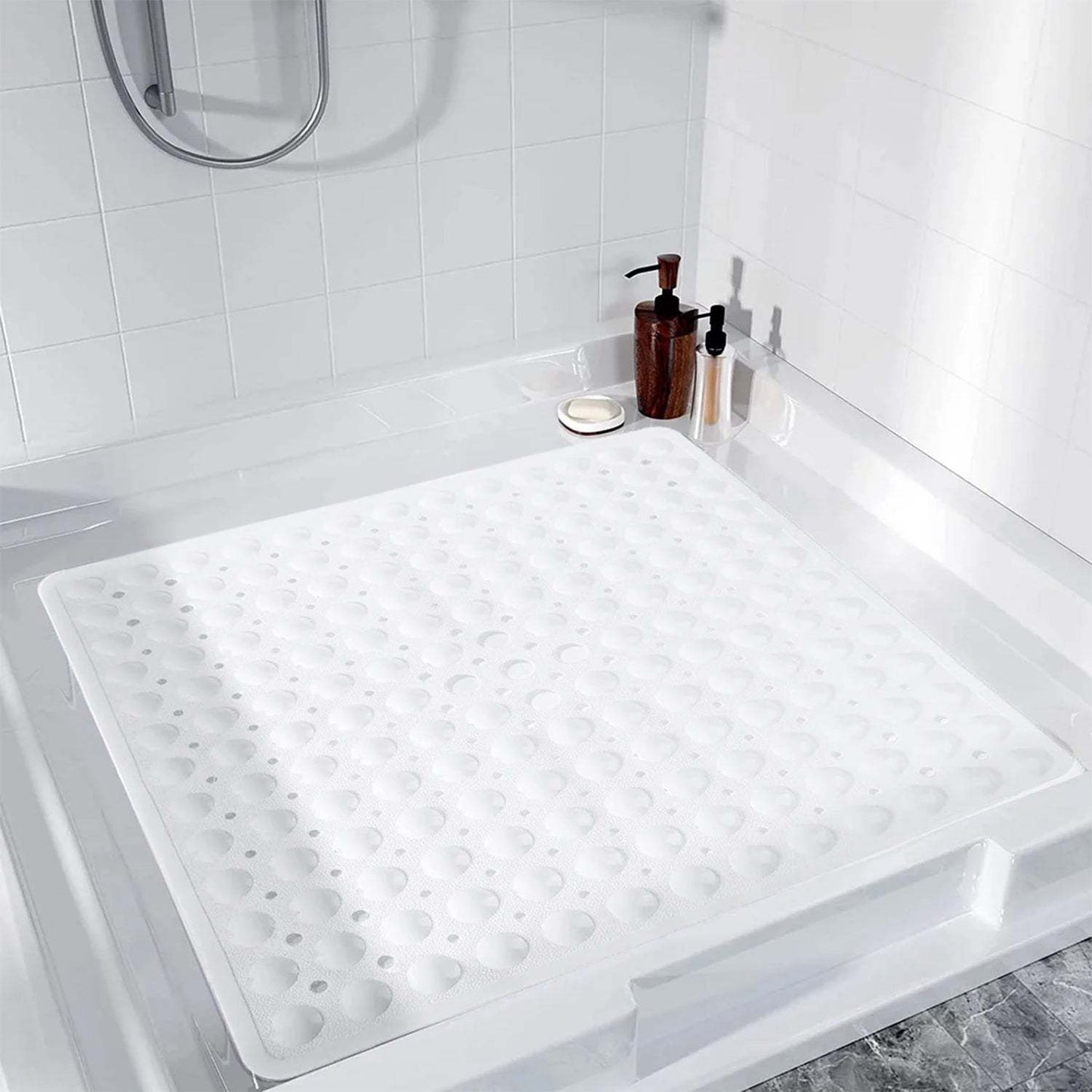 Extra Large Non-Slip Bath Mat - Bathtub Mat with Drain Holes, Suction Cups Shower Mat - Machine Washable Mat For Bathroom, Bathroom Accessories Easy Clean