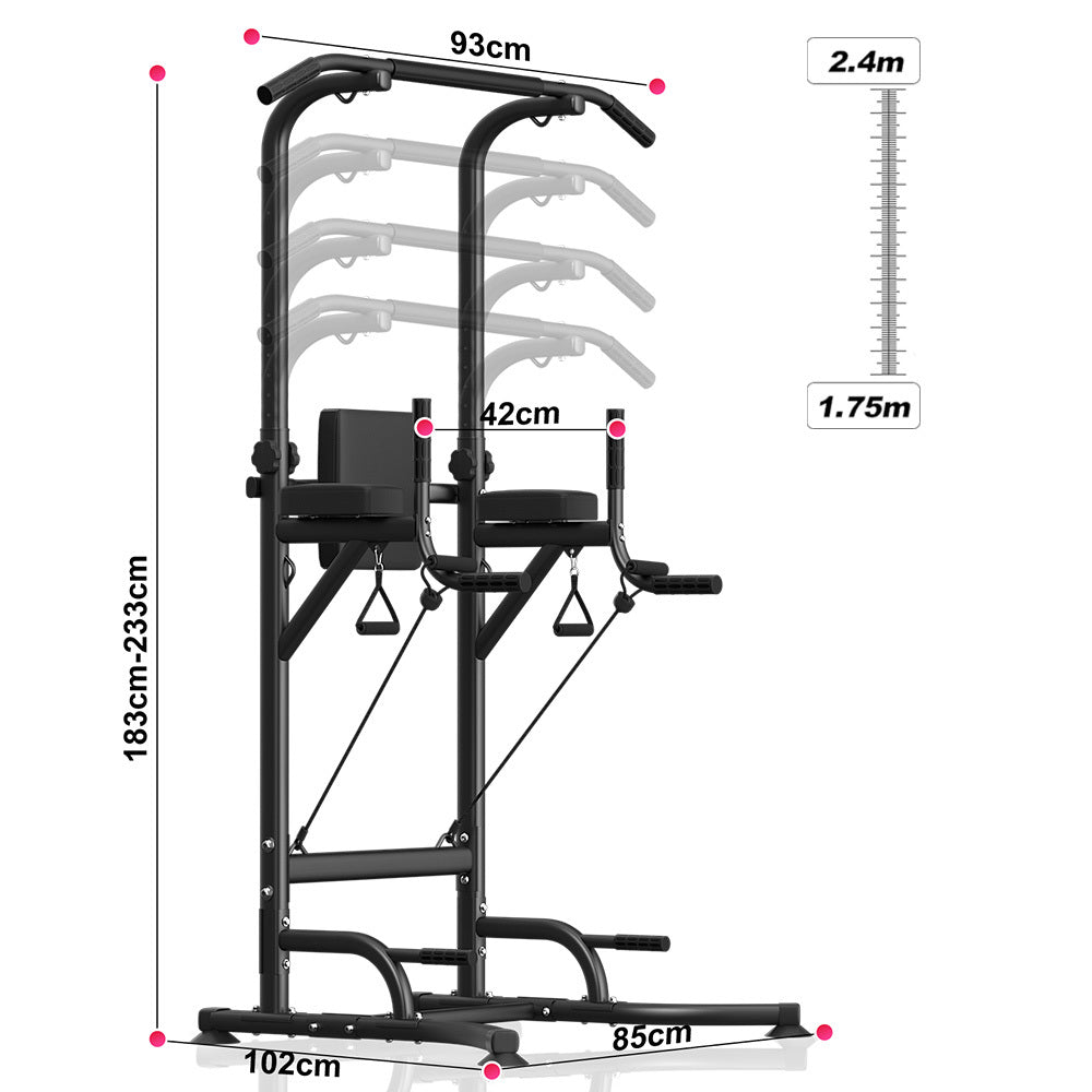 Home Gym Power Tower Pull-Up & Dip Station for Home Gym - Adjustable Height Range, 330LBS Capacity with Anti-Slip Suction Cups H-Steel Base Power Rack Women Men Sports Supplies