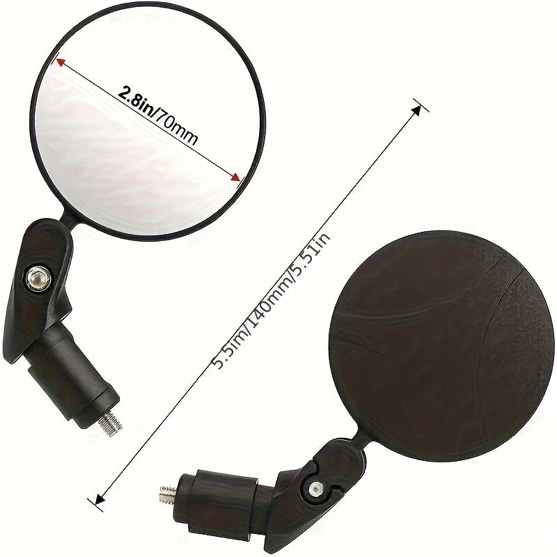 2 PCS Set 360-Degree Adjustable Mini HD Bicycle Handlebar Rearview Mirror, Clear And Portable for Wide Visibility Bicycle Parts Accessories