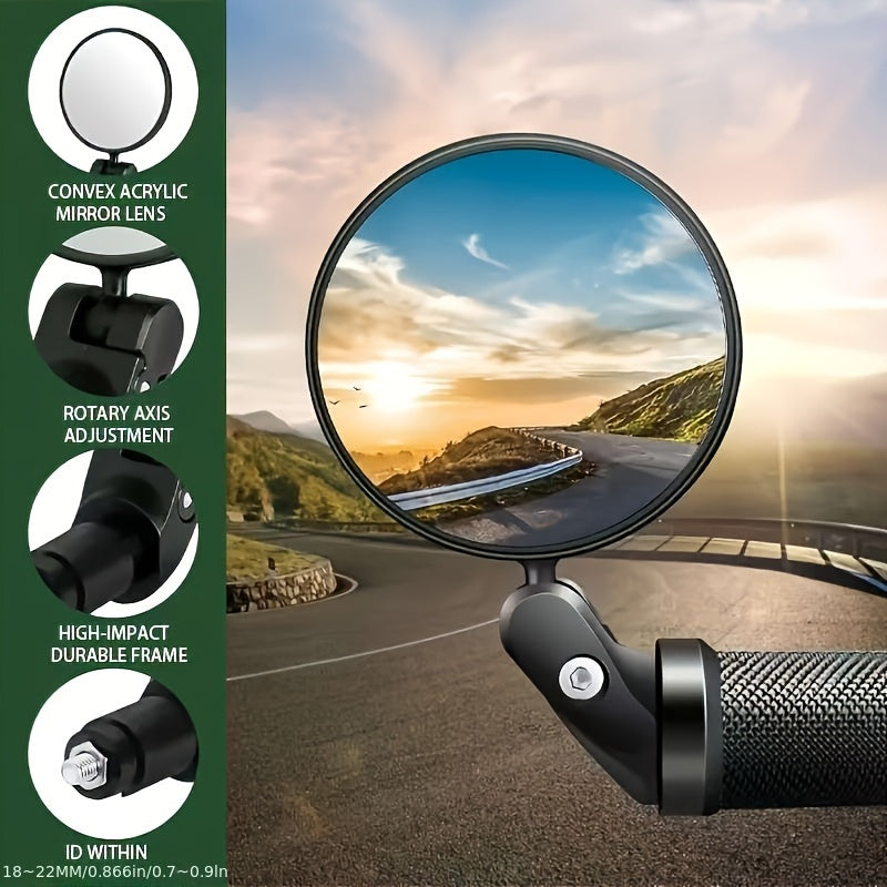 2 PCS Set 360-Degree Adjustable Mini HD Bicycle Handlebar Rearview Mirror, Clear And Portable for Wide Visibility Bicycle Parts Accessories