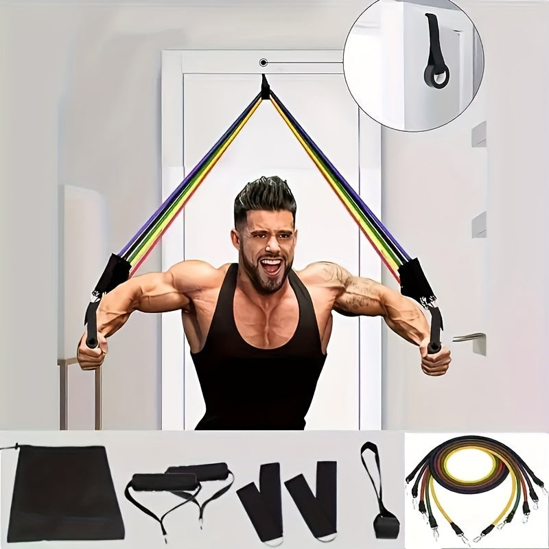 11 PCS Set Home Gym Women Men Fitness Resistance Band Set, Multifunctional Upper Body Workout Kit Sports Accessories