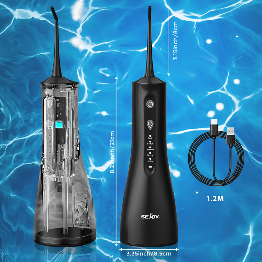 Water Dental Flosser for Teeth Cleaning, Cordless Portable Rechargeable Oral Irrigator, Teeth Deeply Cleaning, 4 Modes 5 Jet Tips Powerful Battery Water Teeth Cleaner for Home Travel
