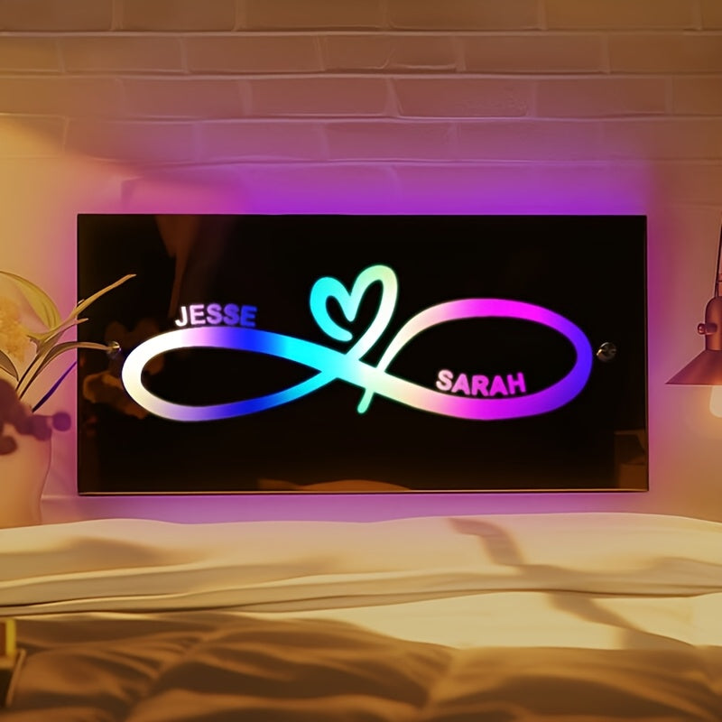 A Personalized USB-Powered Remote-Controlled LED Light Mirror for Couples, Featuring Customizable Names, Perfect for Bedroom Decoration And As a Gift for Valentine's Day Or Birthdays