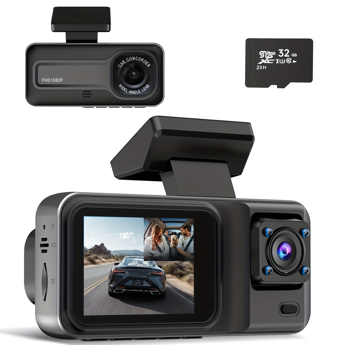 Car Dashcam with Dual Lens 1080P+720P HD Night Vision, WDR, Motion Detection, 140° Wide-Angle, Loop Recording, Parking Monitoring, Optional without Card Cars Accessories