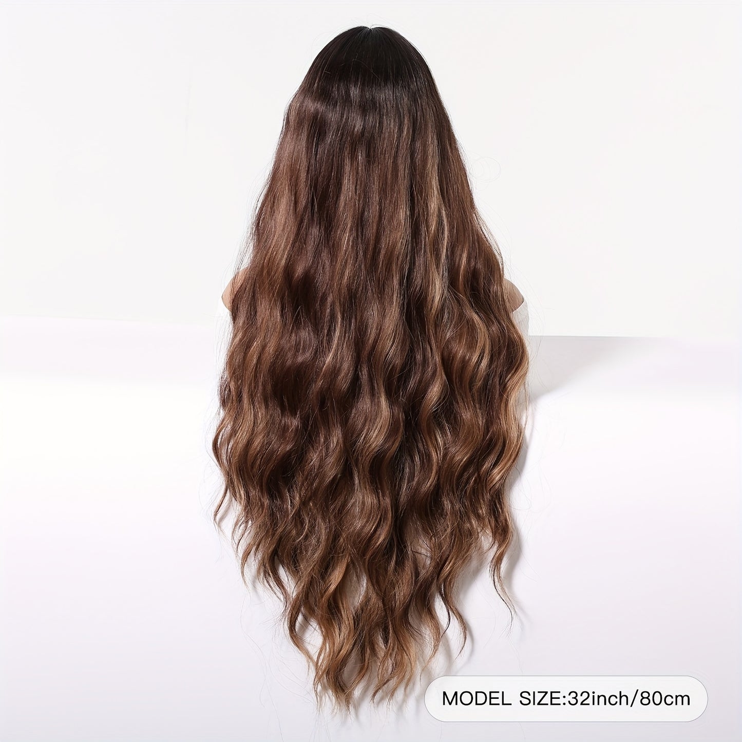 Elegant 81.28cm Brown Curly Wig with Bangs for Women - Soft, Heat-Resistant Synthetic Hair, Perfect for Daily Wear & Special Occasions