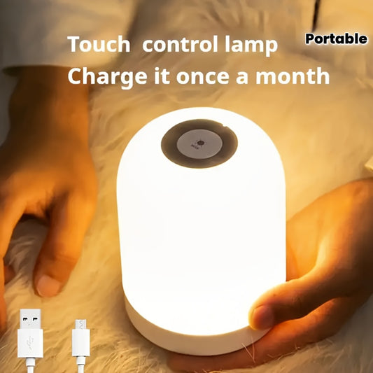NEW Touch Bedside Lamp, Dimmable Desk Lamp, Tri-Color Warm White LED Light, USB Rechargeable, Portable Touch Night Light, Mini Night Lamp, Gift, Perfect for Bedroom, Living Room, and Desk Decor