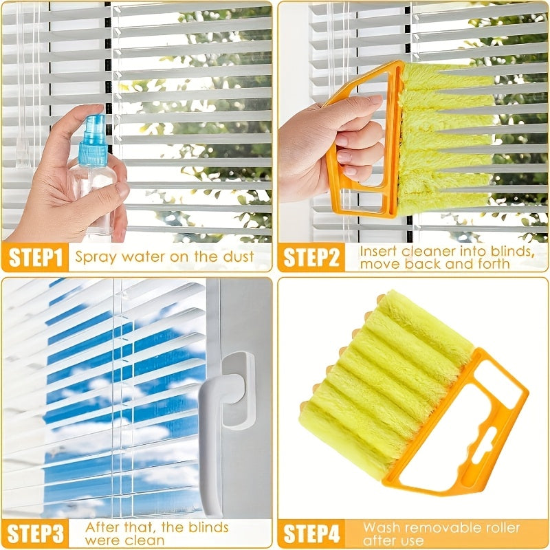 2 PCS Set Microfiber Blind Cleaner Kit - Reusable Crevice Brush for Vents/Windows/Curtains - Washable Household Tool Home Office Cleaning Tools Sets
