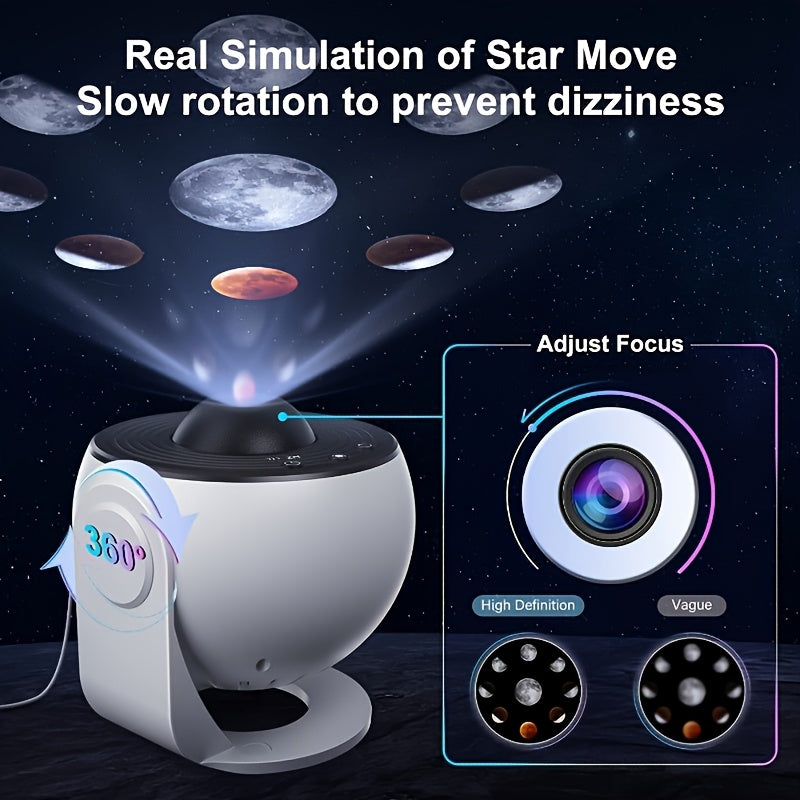 NEW Arrivals 13 Modes - High Definition Planetarium for galaxy Starlight Projector -6W 360 ° Rotating Solar System Projector With Adjustable Focus And Timer, USB Power For Bedroom Decoration, Suitable For Bedroom And Living