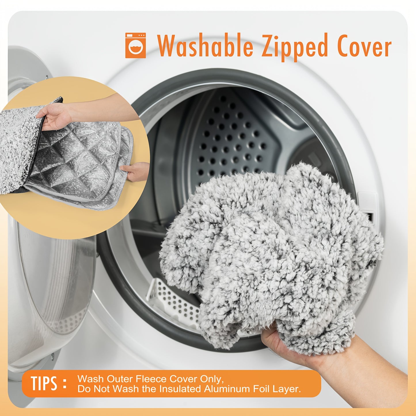 2.0 Upgraded Self-Warming Cat Bed with Dual-Layer Thermal Foil Heating Pad - Plush Non-Slip Pet Mat, Removable Washable Cover, 15"x19" (38x48cm) for Crate & Floor Use, Cozy Warmth for Small/Medium Dogs & Cats