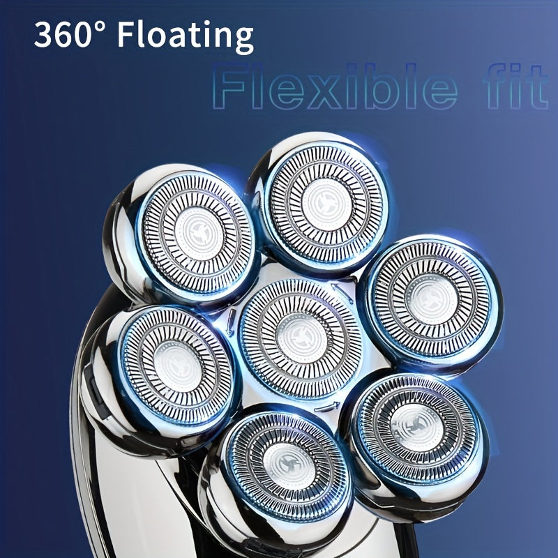 The Flex Series Electric Head Hair Shaver Ultimate Men Cordless Rechargeable Wet/ Bald Head Razor with Rotary Blades, Clippers, Nose Trimmer, Brush, Massager