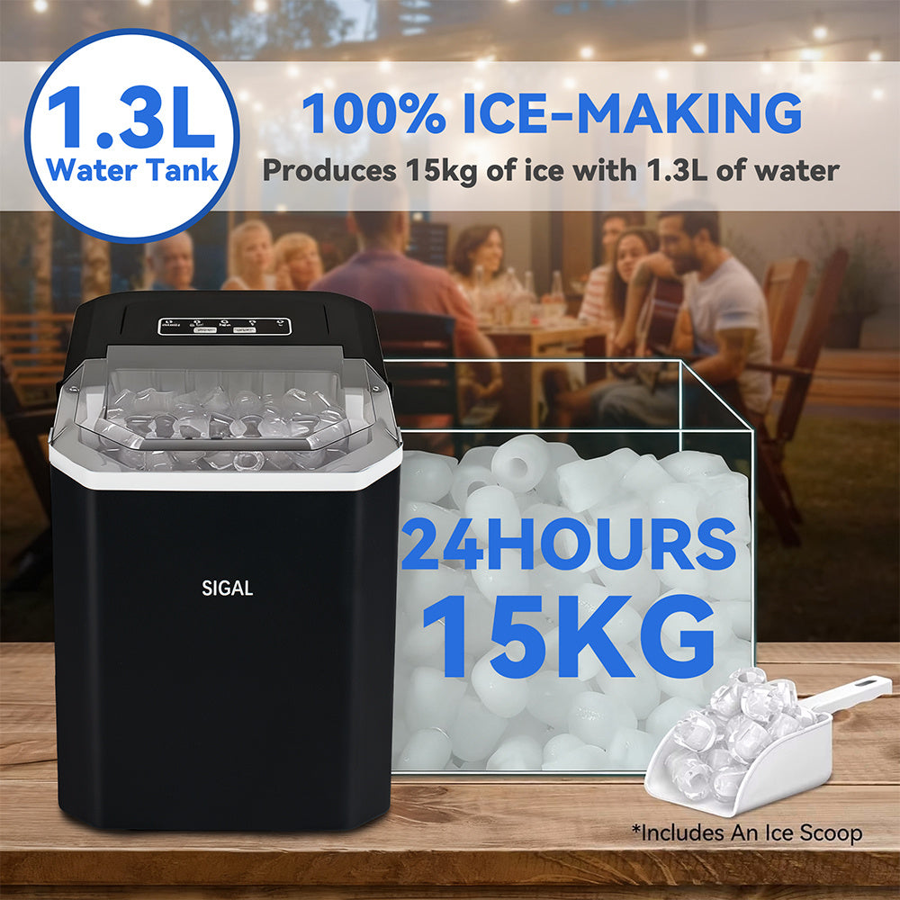 220V Portable Ice Maker Machine Automatic Self-Cleaning with Ice Scoop & Basket, 9 Ice Cubes in 6 Minutes, 12 KG in 24 Hours, Self-Cleaning, Quick ice making, Adjustable ice cubes. Perfect for Garden Parties, Christmas Party.