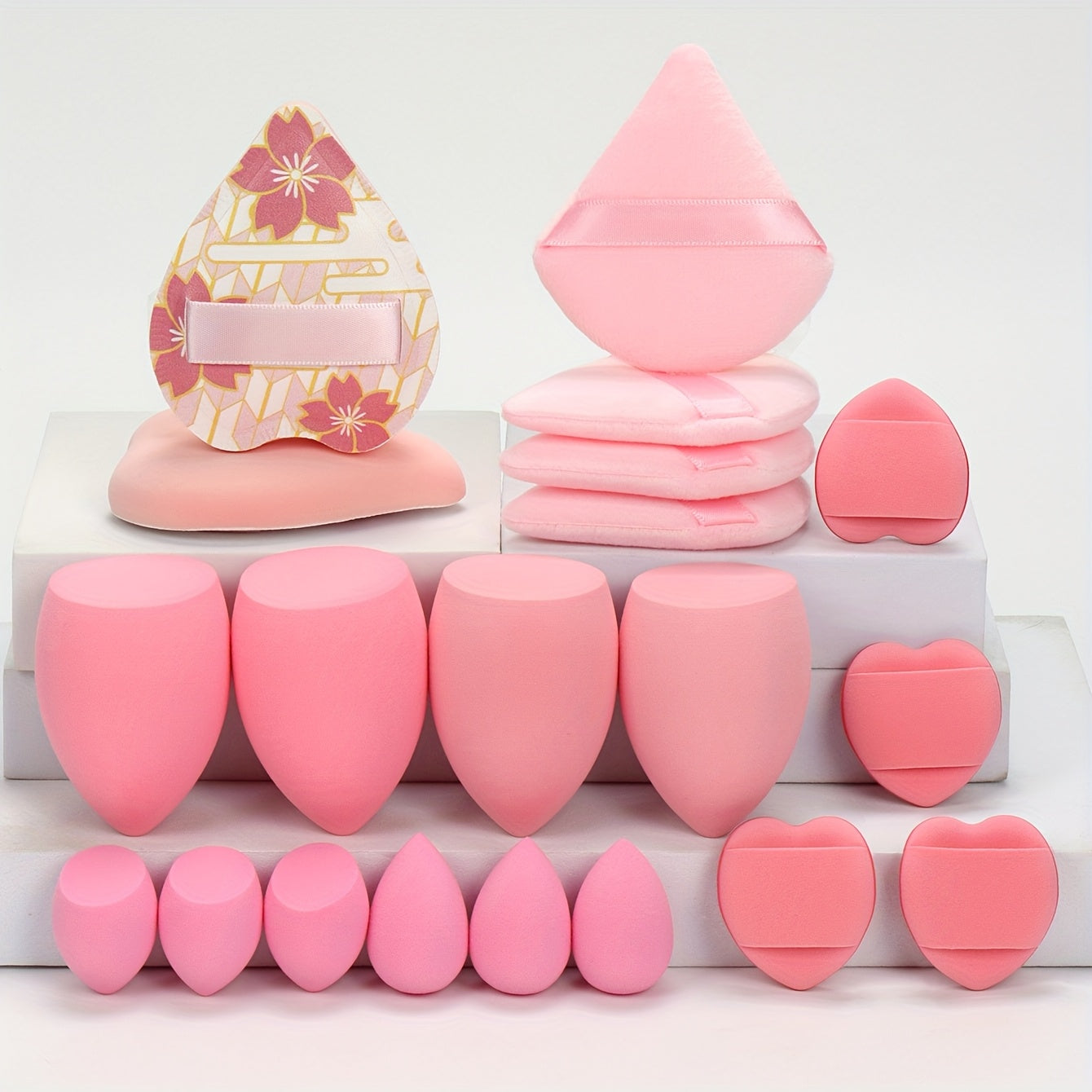 20 PCS Set Marshmallow Set, 2 Cushion Puffs & 4 Loose Powder Puffs & 4 Makeup Sponges & 6 Makeup Sponges & 4 Cushion Puffs, Beauty Makeup Sponge Mixed with Bb Cream, Foundation, Concealer, Especially Suitable for Covering Loc