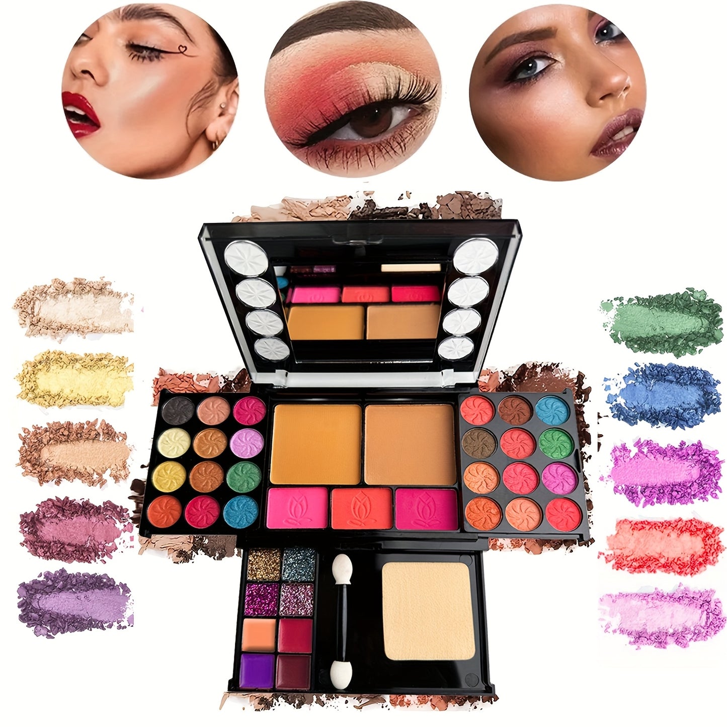 37 PCS Set Ultimate Makeup Set: Eyeshadow Palette, Blush, Lip Gloss & Contour Kit with Applicators - for Beginners, Includes Brown, Berry, Coral & Blue Tones for Women