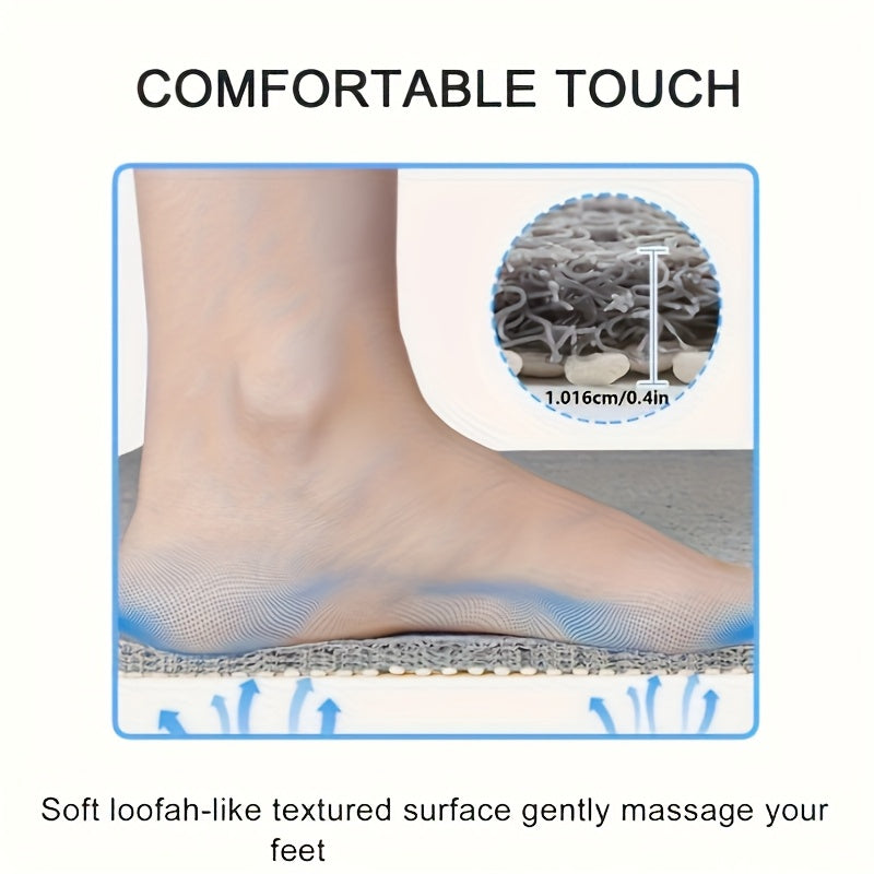 5 Colors Extra Large Non-Slip Shower Mat - Heavy-Duty 2100-2500gsm Thick 0.4in/1cm Thick, 21x21 Inch (53x53cm) Bath Mat with Foaming Loofah Base, Shower, Tub - Easy-clean Surface, Shower Mat Non Slip, Durable Plastic