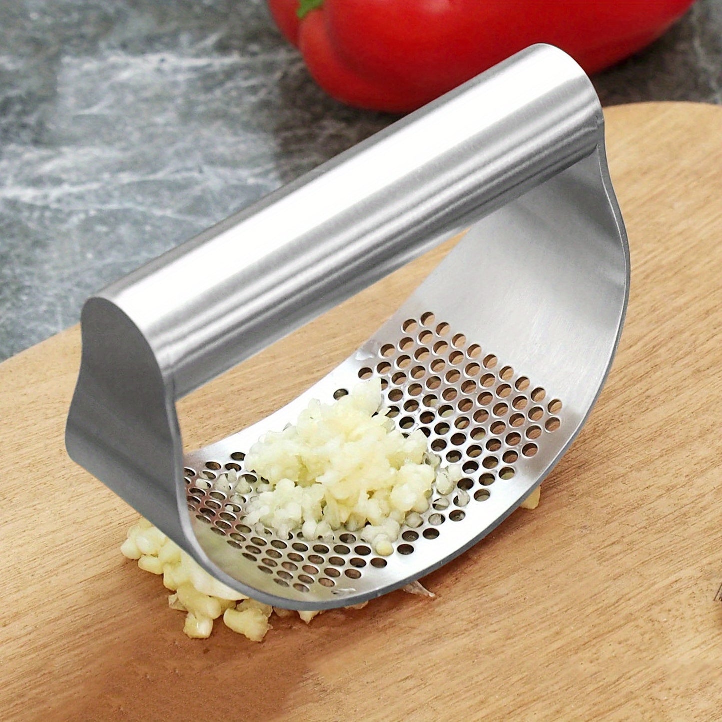 4 Colors Stainless Steel Garlic Press - Manual Garlic Crusher with Ergonomic Handle, Durable Kitchen Tool for Crushing Garlic, No Electricity Needed, Easy to Clean, Perfect for Home Cooking, Garlic Crusher for Kitchen, Cookin
