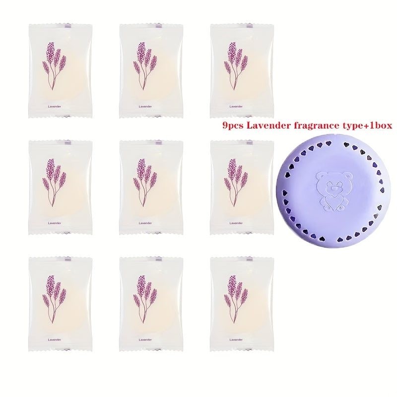 10 PCS Fragrances - Lavender, Cherry Blossom, Rose, Long-Lasting Deodorant, Solid Air Freshener Suitable for Bathroom, Bedroom, Car, And Home - Deodorizing for Cabinets And Toilets - Cleaning Supplies