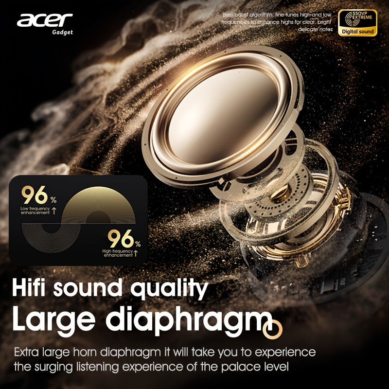 [ Original Genuine Acer Brand]  Wireless Earphones, Charging Case Hi-Fi High-Definition Decoding, 3D Surround Sound, Large Diaphragm Bass Enhancement, LED Digital Display, Call Noise Reduction, 20h Long Standby, Comfortable I